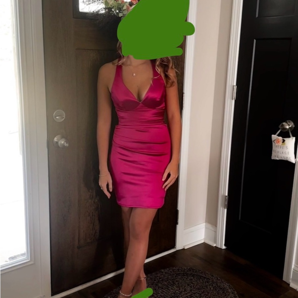 Chic Fuchsia Satin Mini Dress